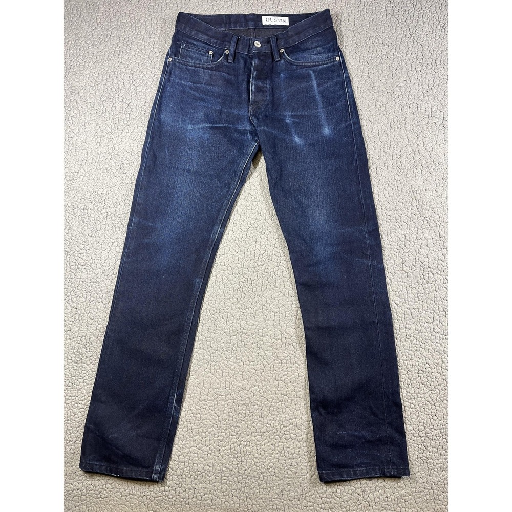 Gustin Men's Slim Straight Jeans - Dark Indigo Blue